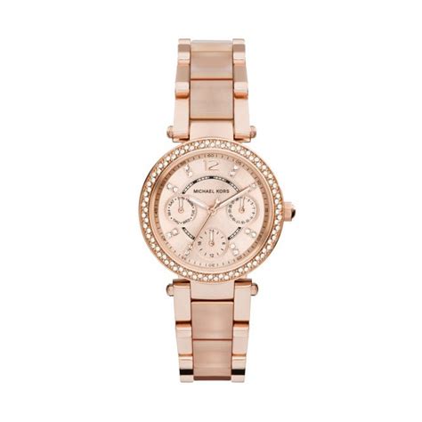 michael kors mini parker rose goldtone and blush acetate watch|mini parker rose gold.